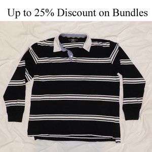 Polo Style Men's Shirt, Large, Navy / White, 100% Cotton